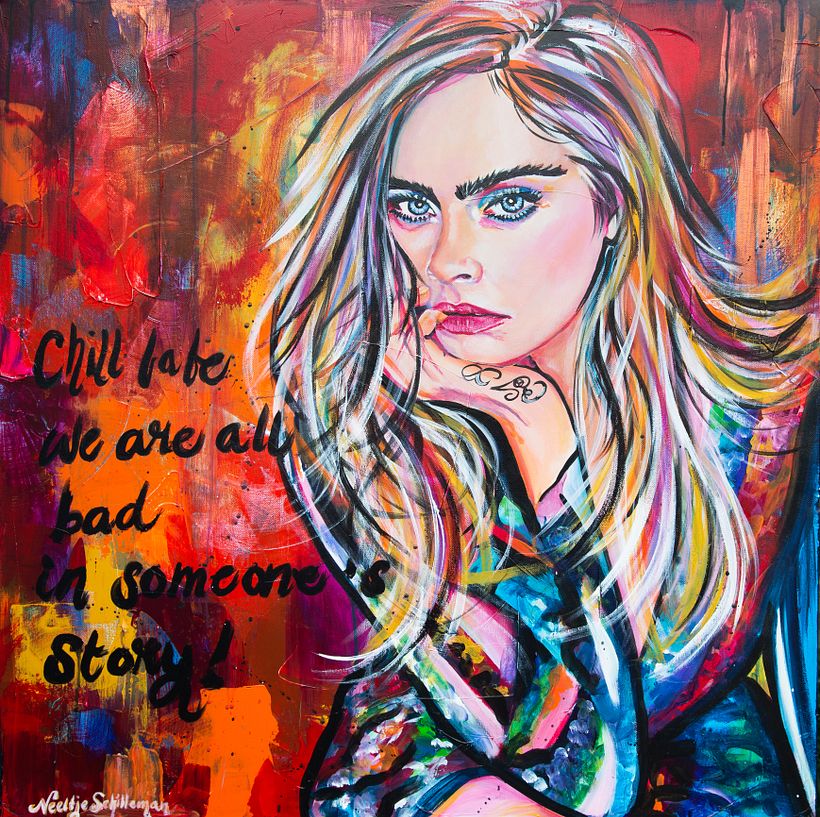 Acrylic painting in popart style 2021 copyright @neeltjeschilleman
