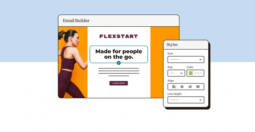 Image from MailChimp demonstrating features from their email builder (mailchimp.com/features/email).