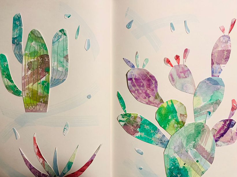 Collage - cacti and raindrops
