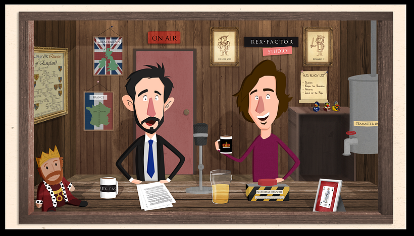 Concept artwork of two main characters - Graham and Ali. Based on their real-life counterparts from the Rex Factor podcast.
