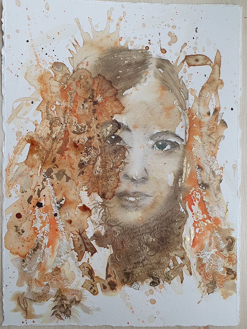 My project in Experimental Portraiture with Ink, Tea and Alcohol course 2