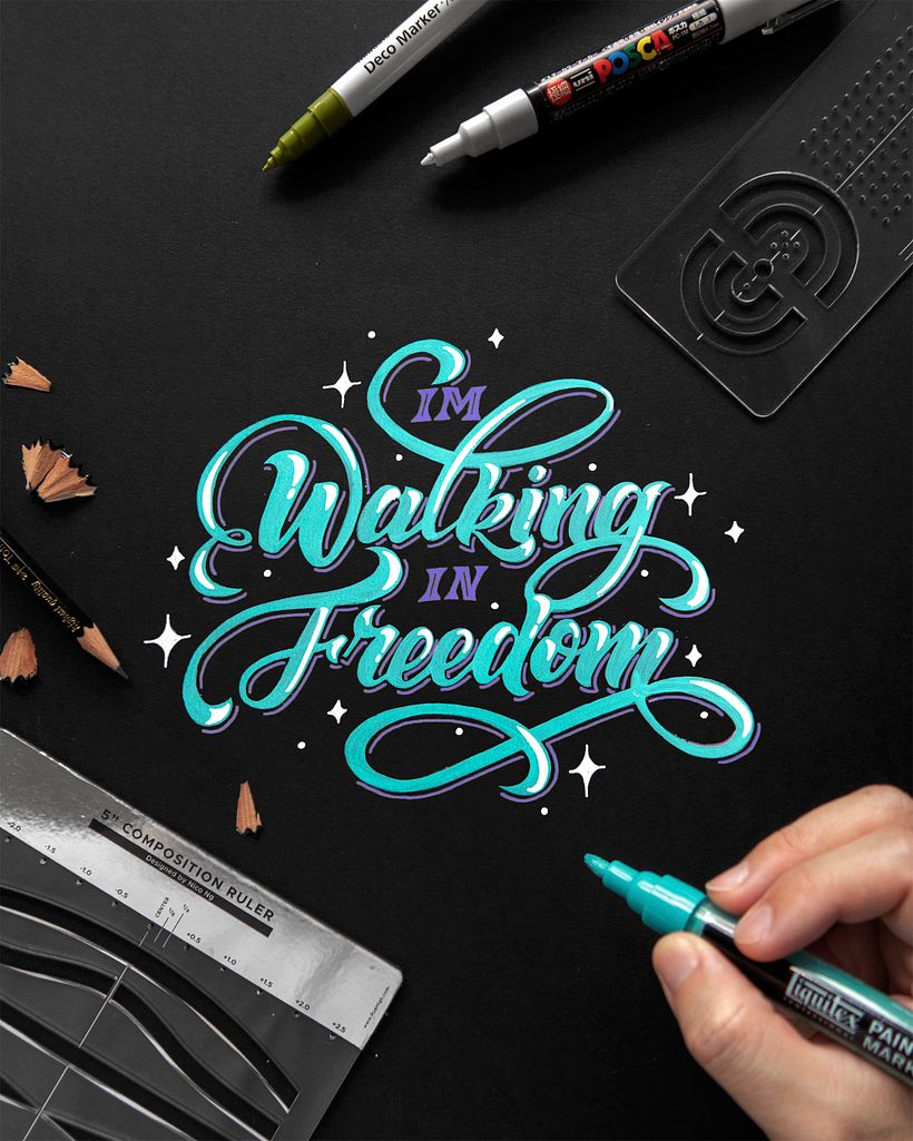 "I'm Walking in Freedom" Lettering 1
