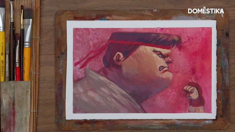 Estilização do personagem Ryu, de Street Fighter, criado por Davi Calil