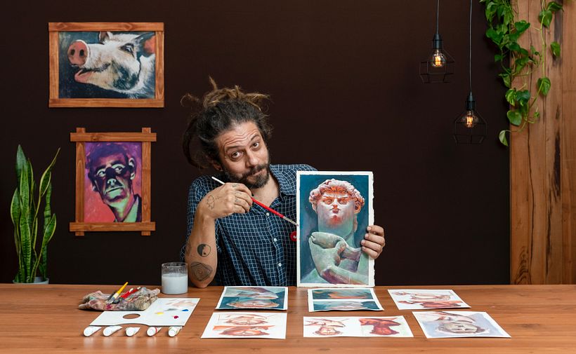 Davi Calil é especialista na criação de retratos estilizados de personagens e pessoas 