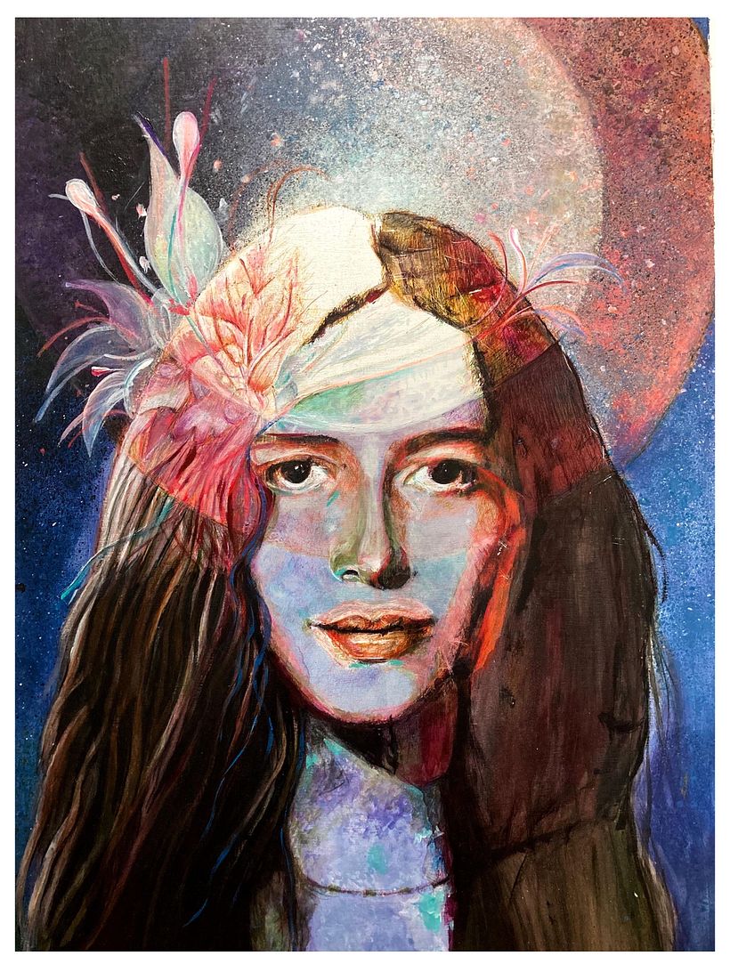 Mi Proyecto del curso: Retrato experimental: fusiona óleo, acrílico y pintura en spray  3