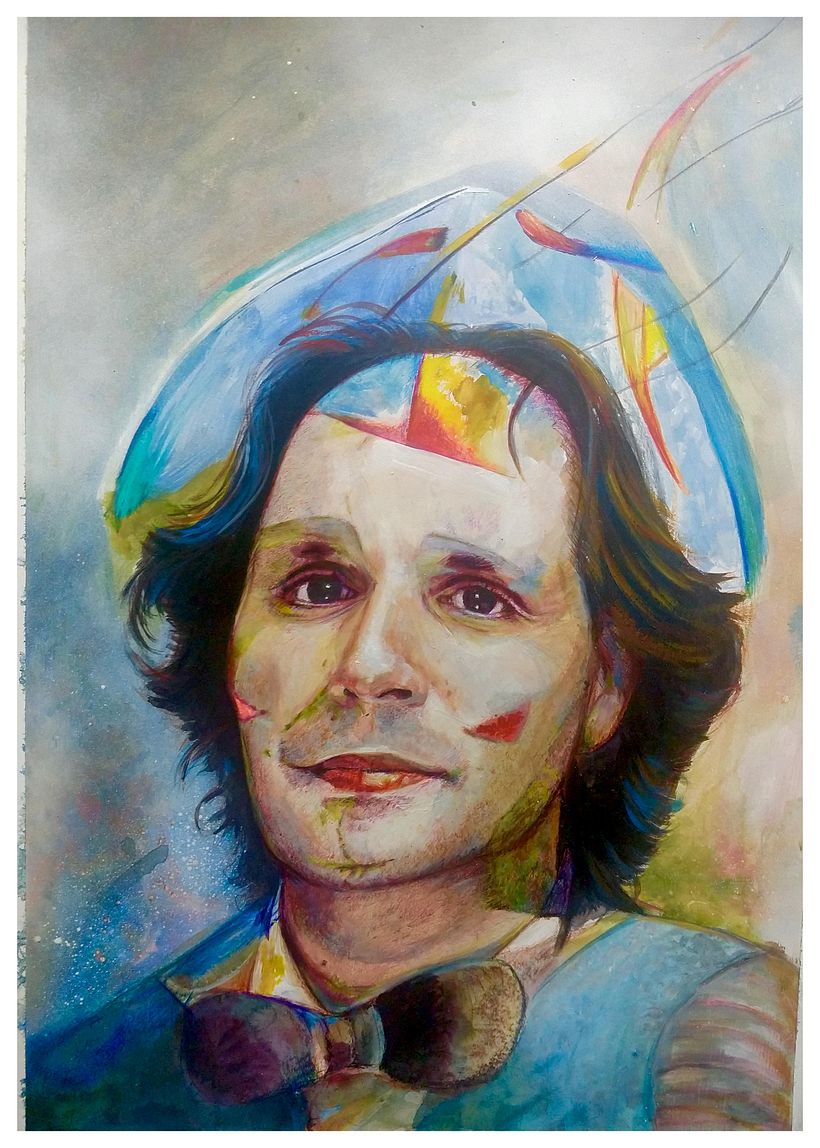 Mi Proyecto del curso: Retrato experimental: fusiona óleo, acrílico y pintura en spray  5