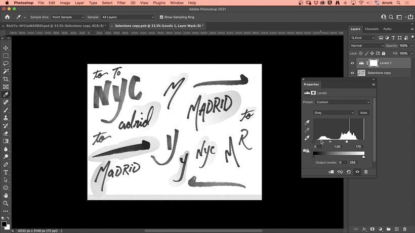 Turn your layer to grayscale and bump up the contrast.