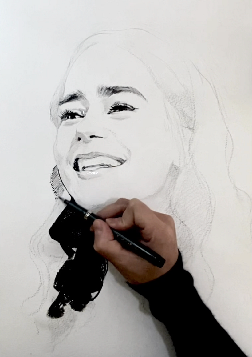 Moderne Tusche Malerei_Glück 7