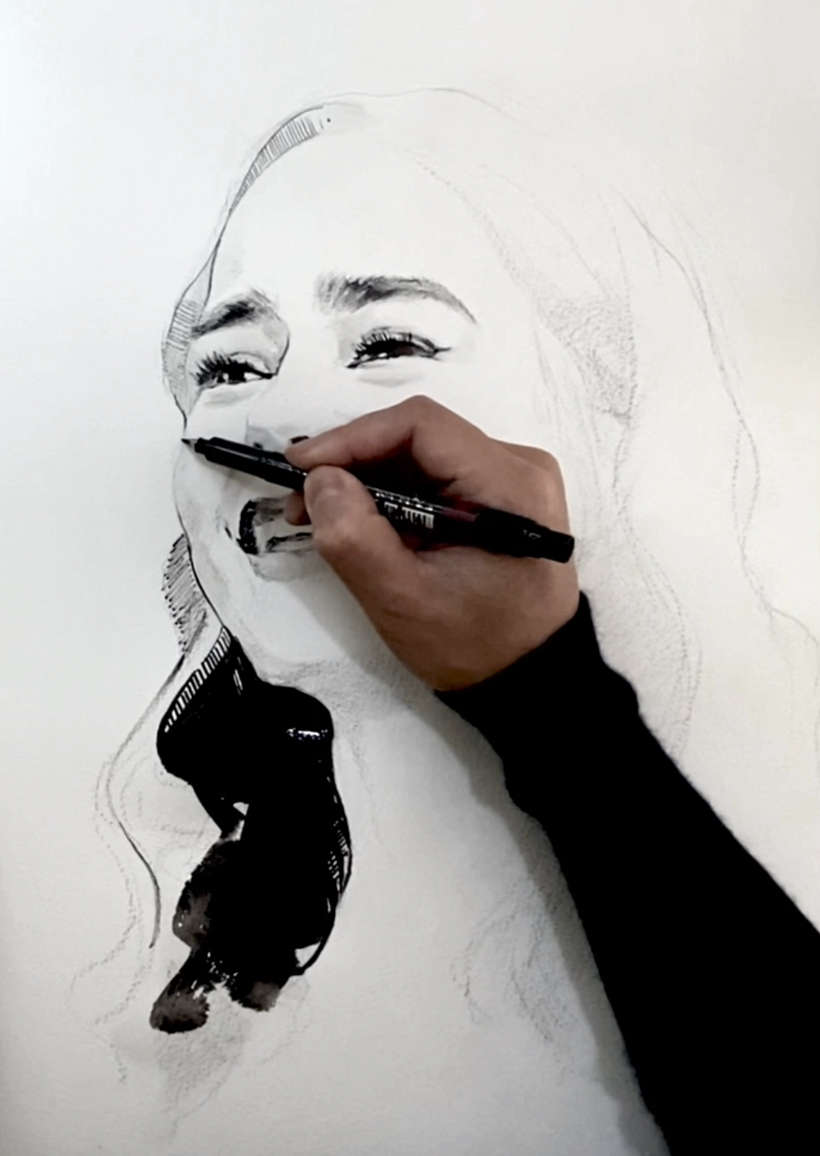 Moderne Tusche Malerei_Glück 8