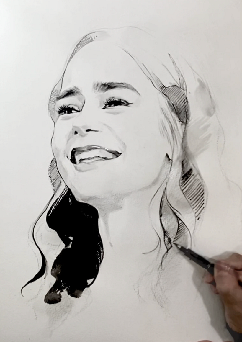 Moderne Tusche Malerei_Glück 9