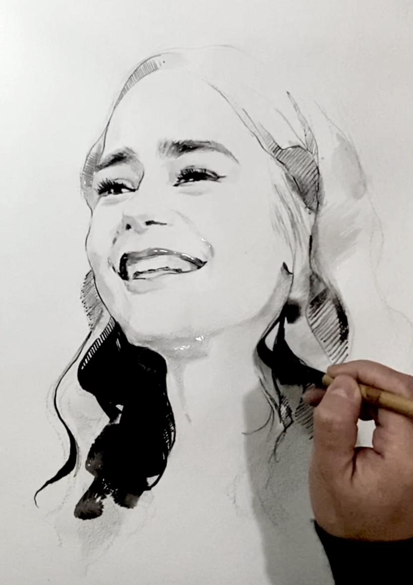 Moderne Tusche Malerei_Glück 10