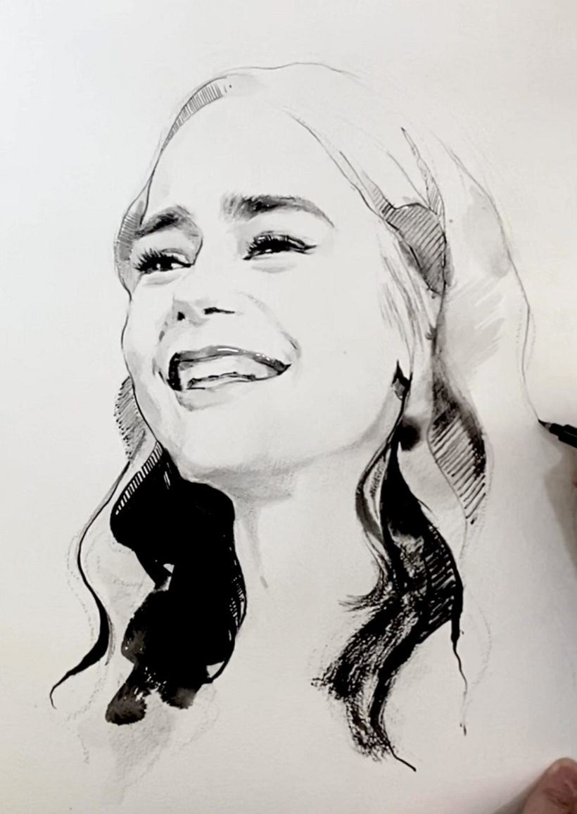 Moderne Tusche Malerei_Glück 11