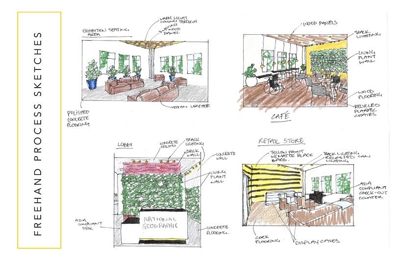 In my final semseter, we worked on a project with the concept of National Geographic opening up a new headquarter in San Francisco. This is a part of my project without the research areas. 9