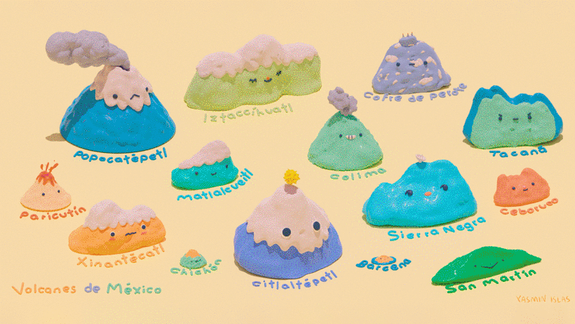 Creaciones de Yasmin Islas en el curso "Creación de personajes kawaii en 3D con Blender".