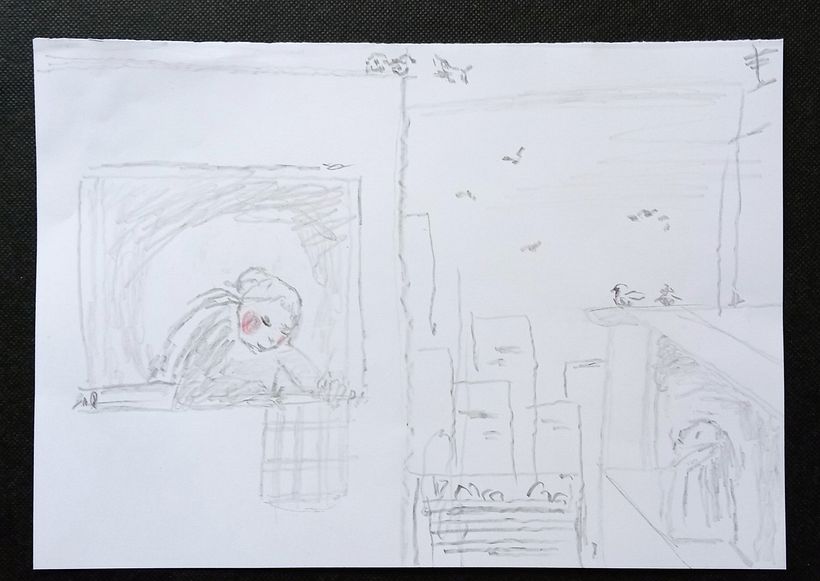 2º boceto: Idea de composición para una imagen mayor, basada en mi recuerdo