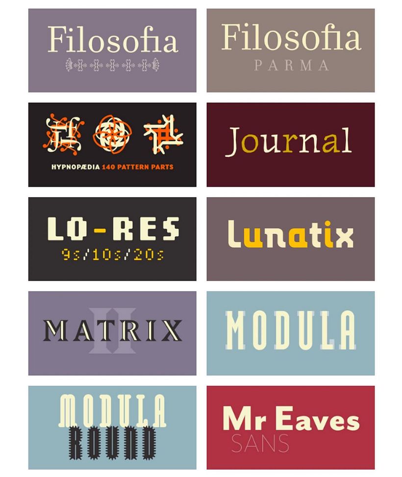 Spécimen de Mme Eaves par Zuzana Licko.