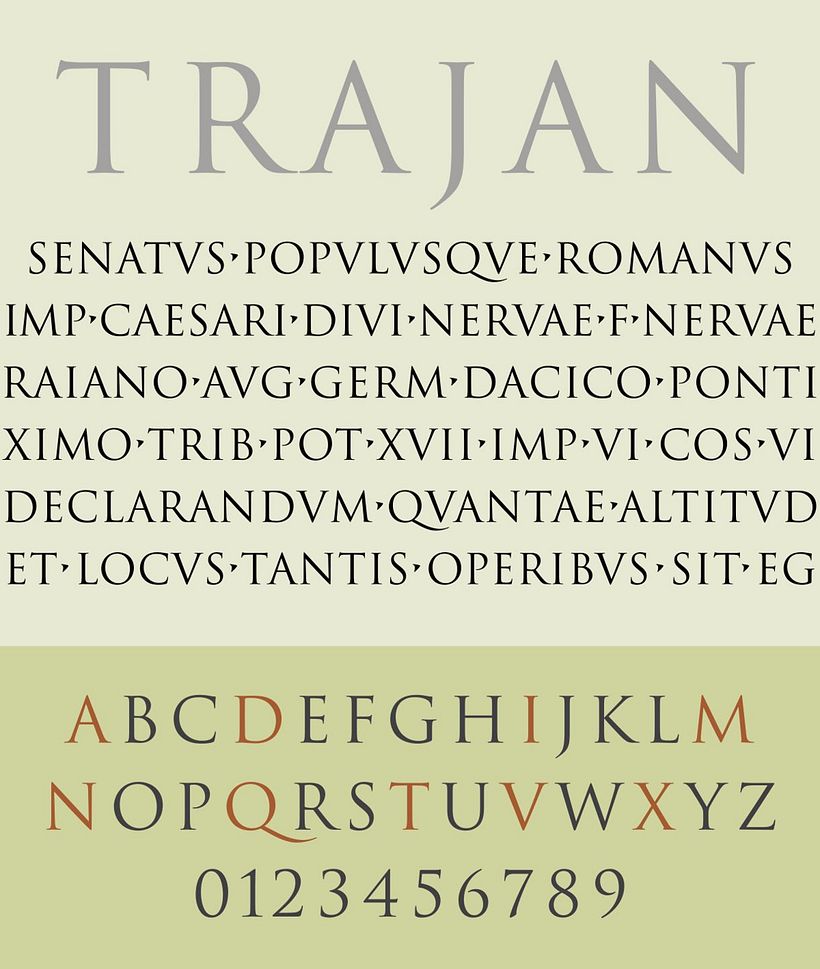 Spécimen de Trajan par Carol Twombly.