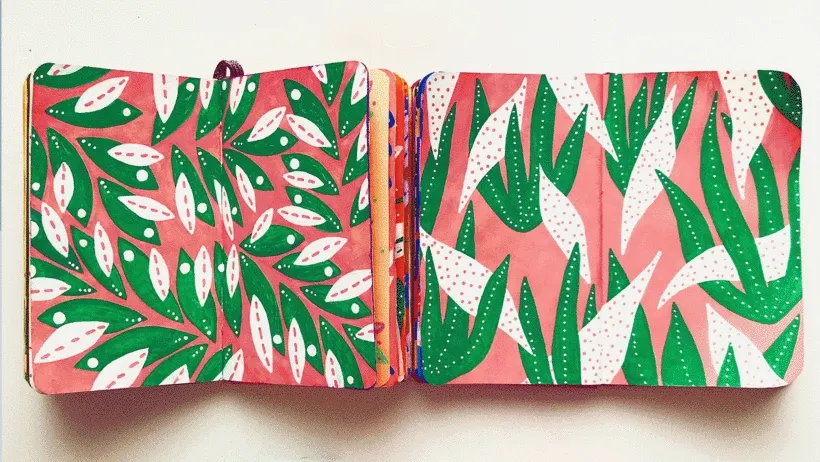 Examples of Polina's vivid botanical surface patterns.