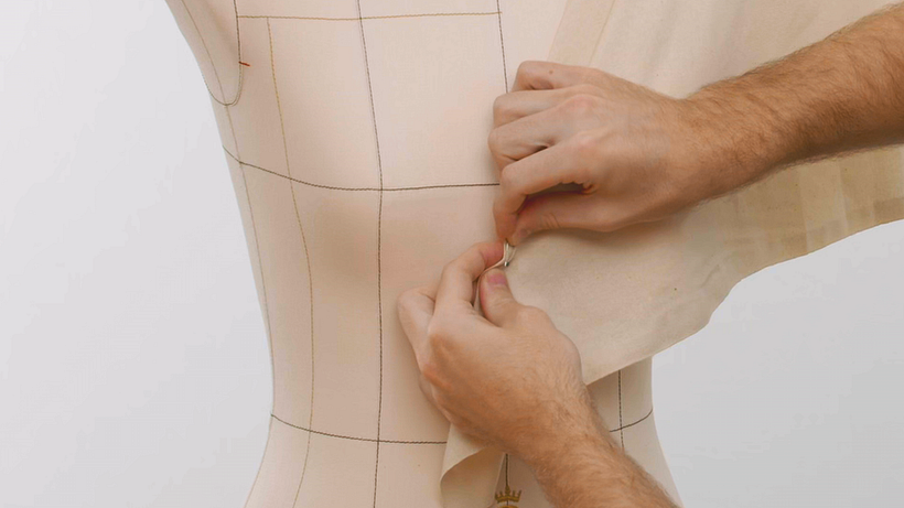 Pin onto the fabric and not the mannequin where possible