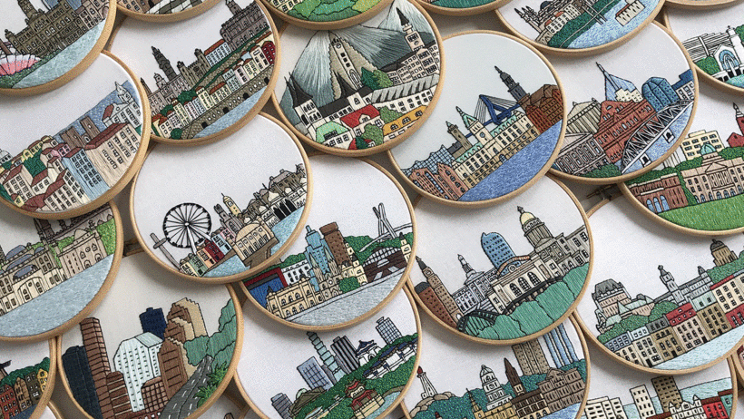 Examples of Kseniia Guseva's hand-embroidery work to give clothes a new look.