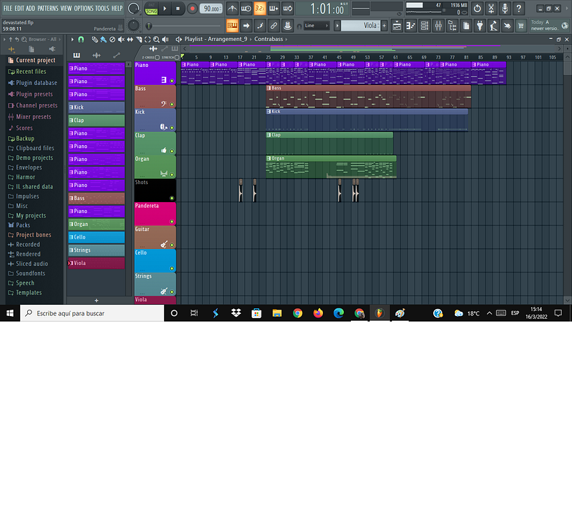 Añadi el Bass usando de referencia el kick y un organo que use para crear un ambiente de espacio.