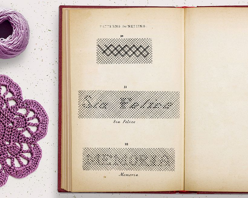 Digitalización de una página del libro 'Knitting, Crochet and Netting'.