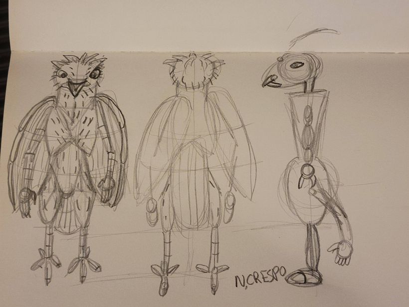 I drew a turnaround sketch so that my characters would be easier to imagine.