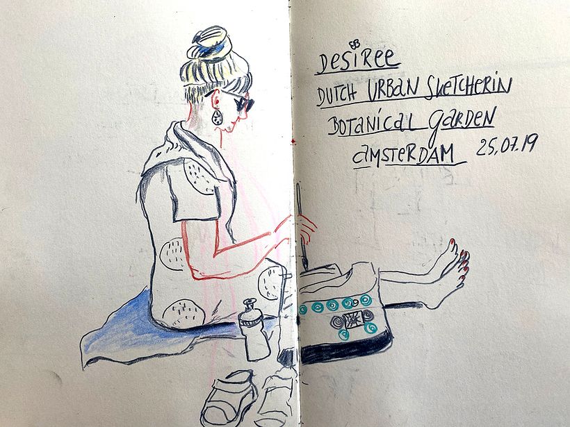 Urban Sketcher Treffen Amsterdam, Zeichnung vor Ort, Buntstifte Polychromos