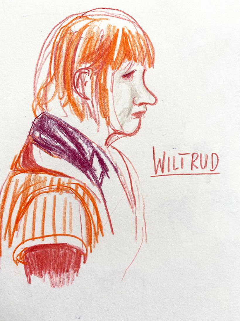 Porträt nach Beobachtung vor Ort, Buntstifte Polychromos