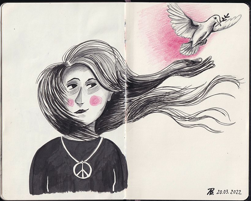 Illustration, Bleistift, Pentel Pinselmarker, Feinliner, Buntstift, Grafitaquarell