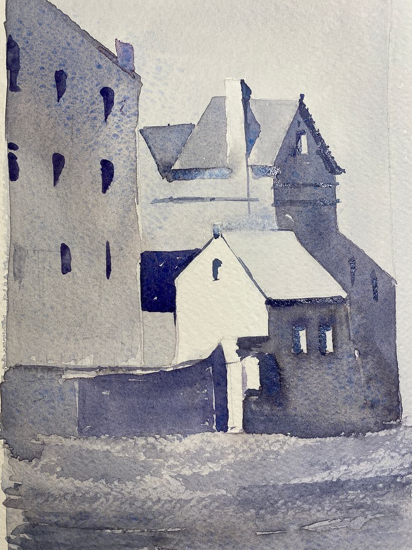 Mi Proyecto del curso: Gonzalo Ibañez Representación arquitectónica en acuarela 3