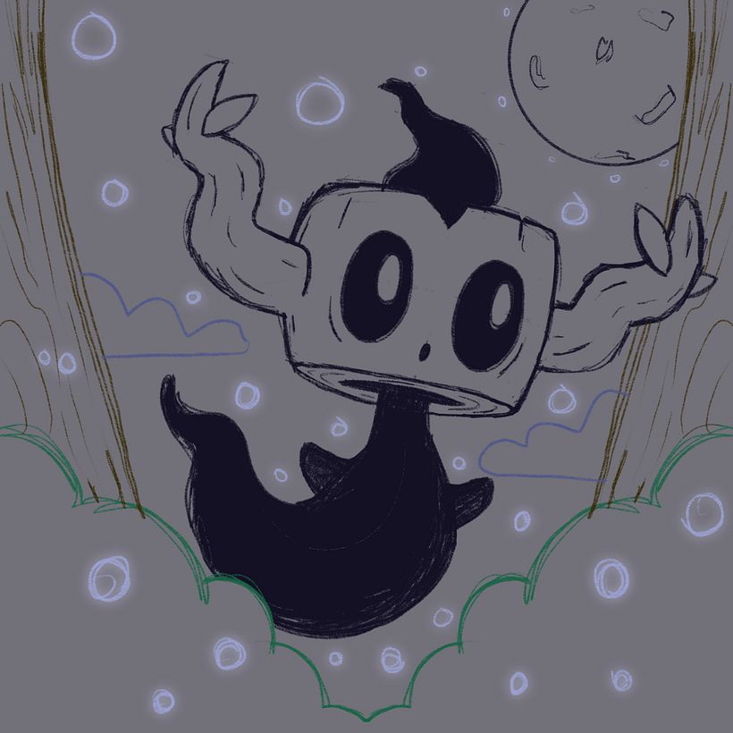 Sketch/boceto donde me base para las tres ilustraciones.