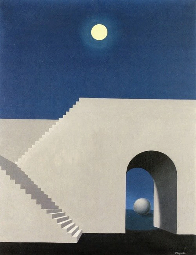 Das Werk "Architektur im Mondlicht" von René Magritte.