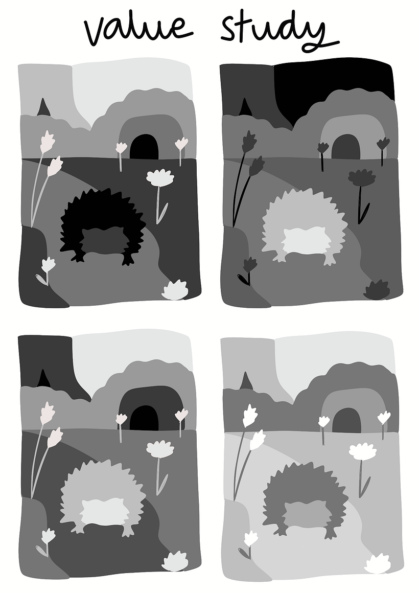 Value sketches to plan my painting