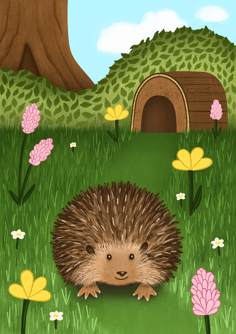 Hedgehog painting before the finishing touches