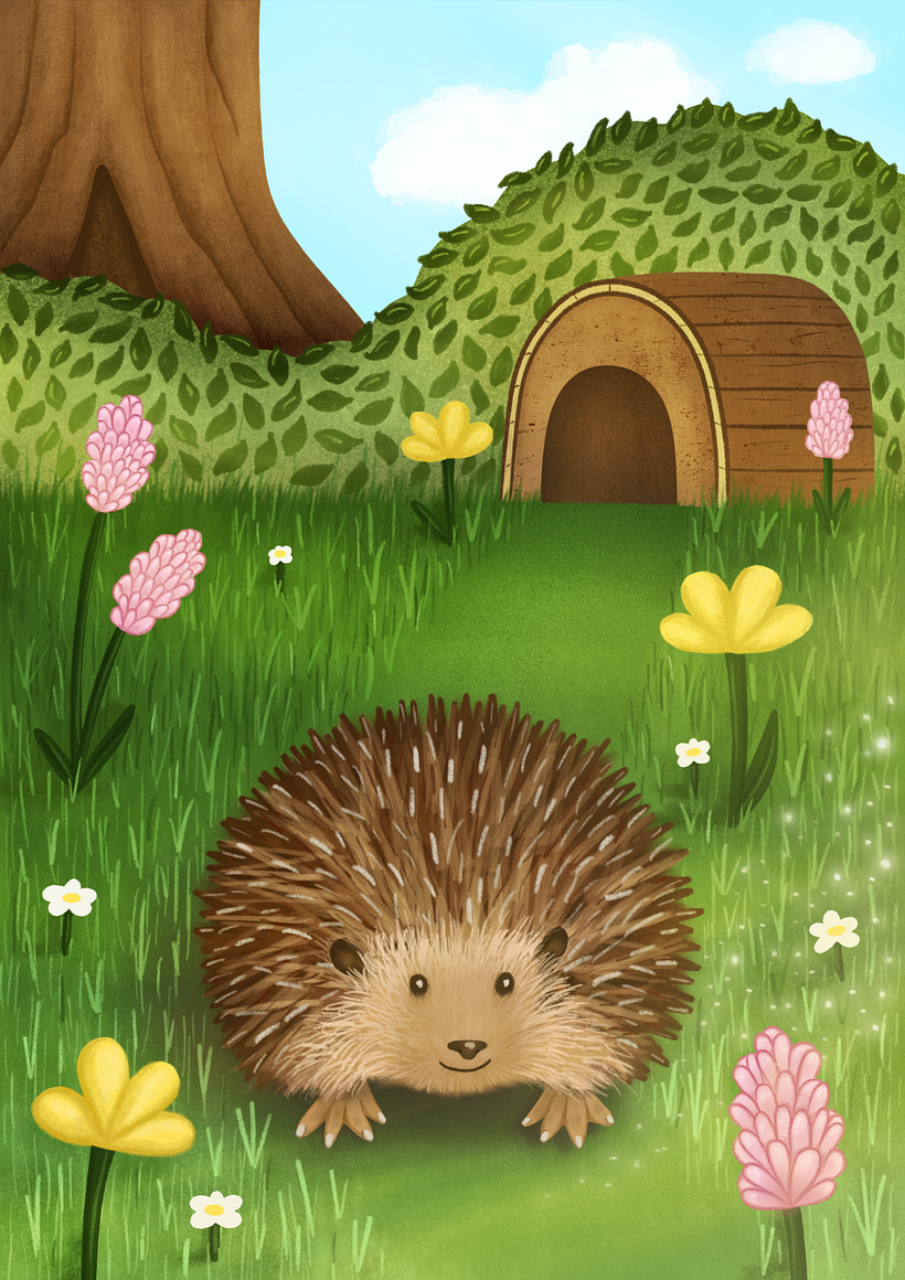 What I thought was my finished Hedgehog painting, then I ended up making more changes!