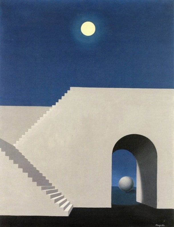 A obra 'Arquitetura à luz da lua', de René Magritte