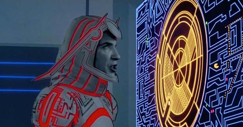 Pac-Man reference in "Tron".