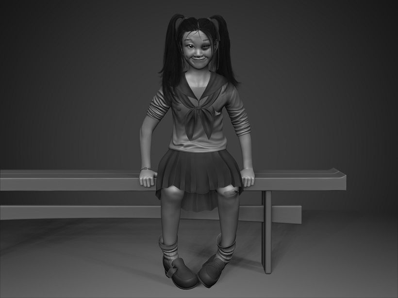 Shōjo With Black Eye: full-lenght image