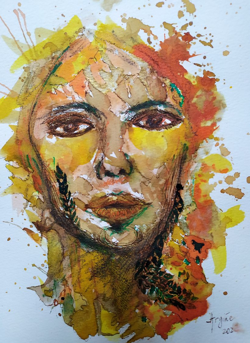 Mi Proyecto del curso: Retrato experimental con tinta, alcohol y té 2