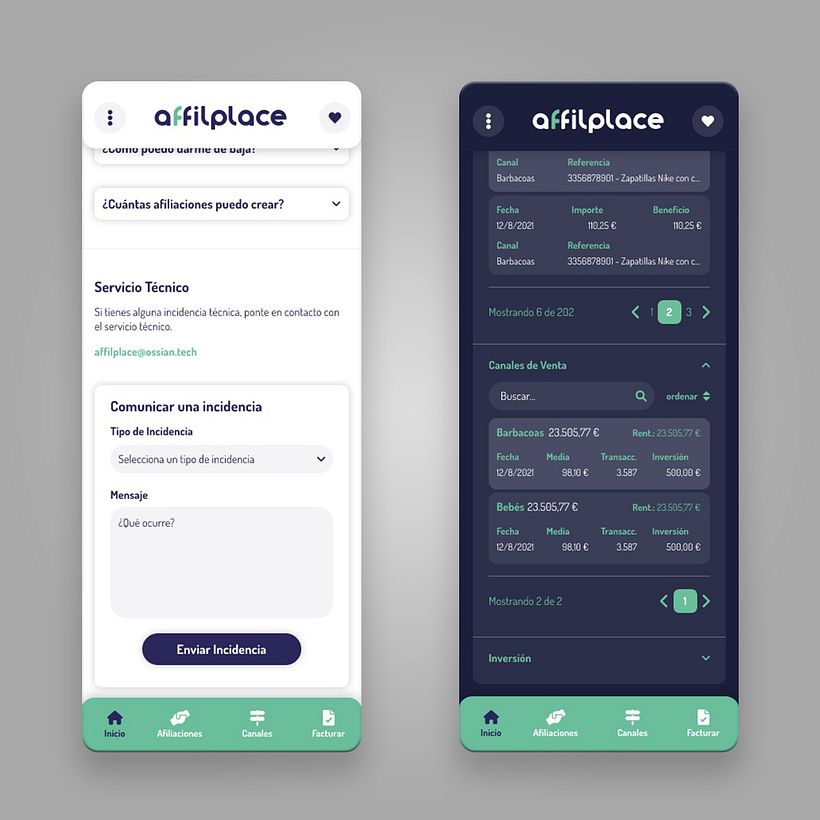 Diseño UX / UI App Affilplace 7