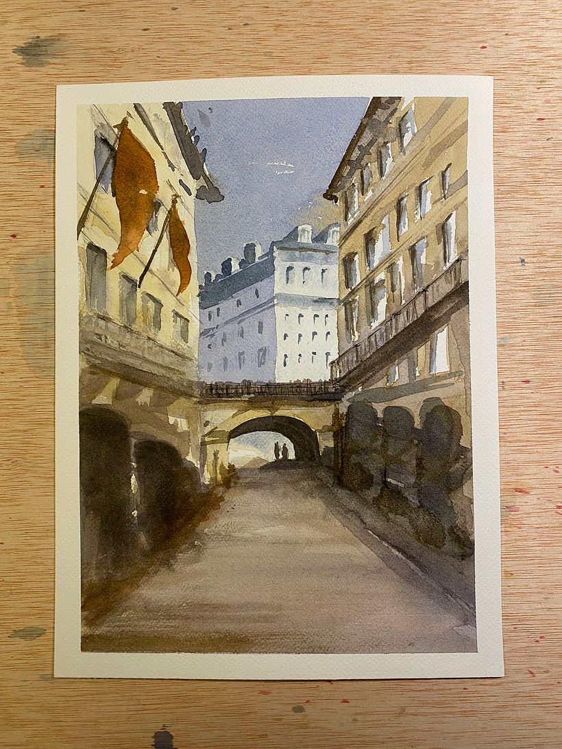 Mi Proyecto del curso: Gonzalo Ibañez Representación arquitectónica en acuarela 7