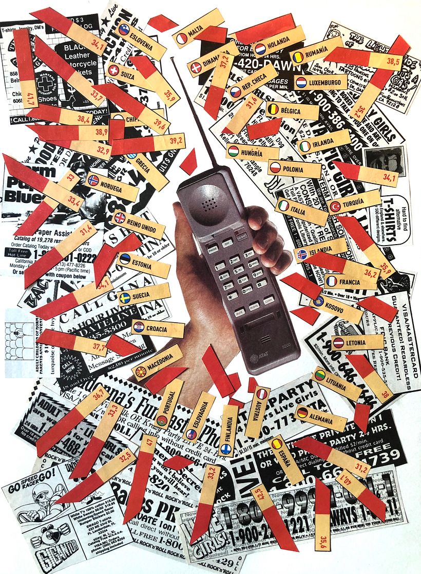 Title: Phone Home(Collage & mixmedia on paper)