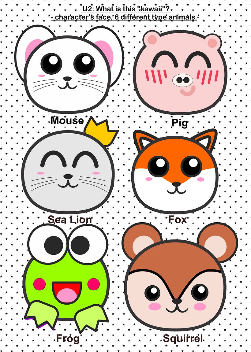 U2: What is this "kawaii"? - character's face, 6 different type animals.