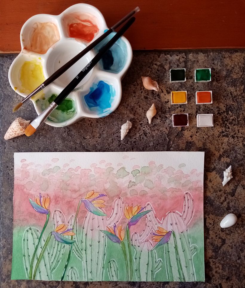 Mi Proyecto del curso: Técnicas de acuarela en negativo para ilustración botánica 3