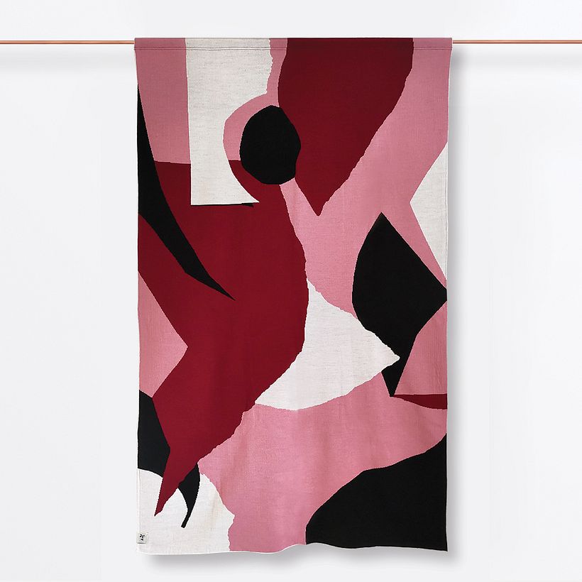 Manta de tricô - estampa criada com colagem