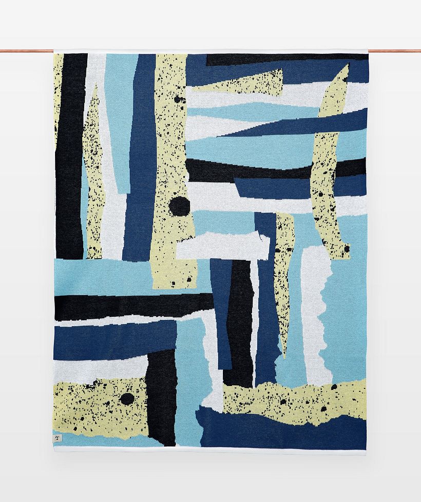 Manta de tricô - estampa criada com colagem