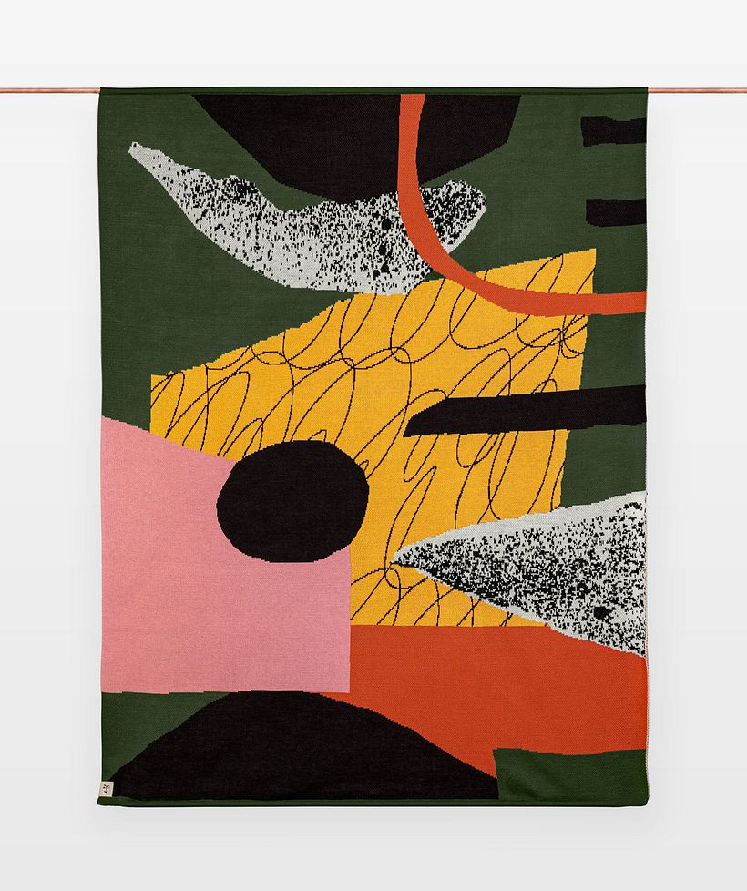 Manta de tricô - estampa criada com colagem