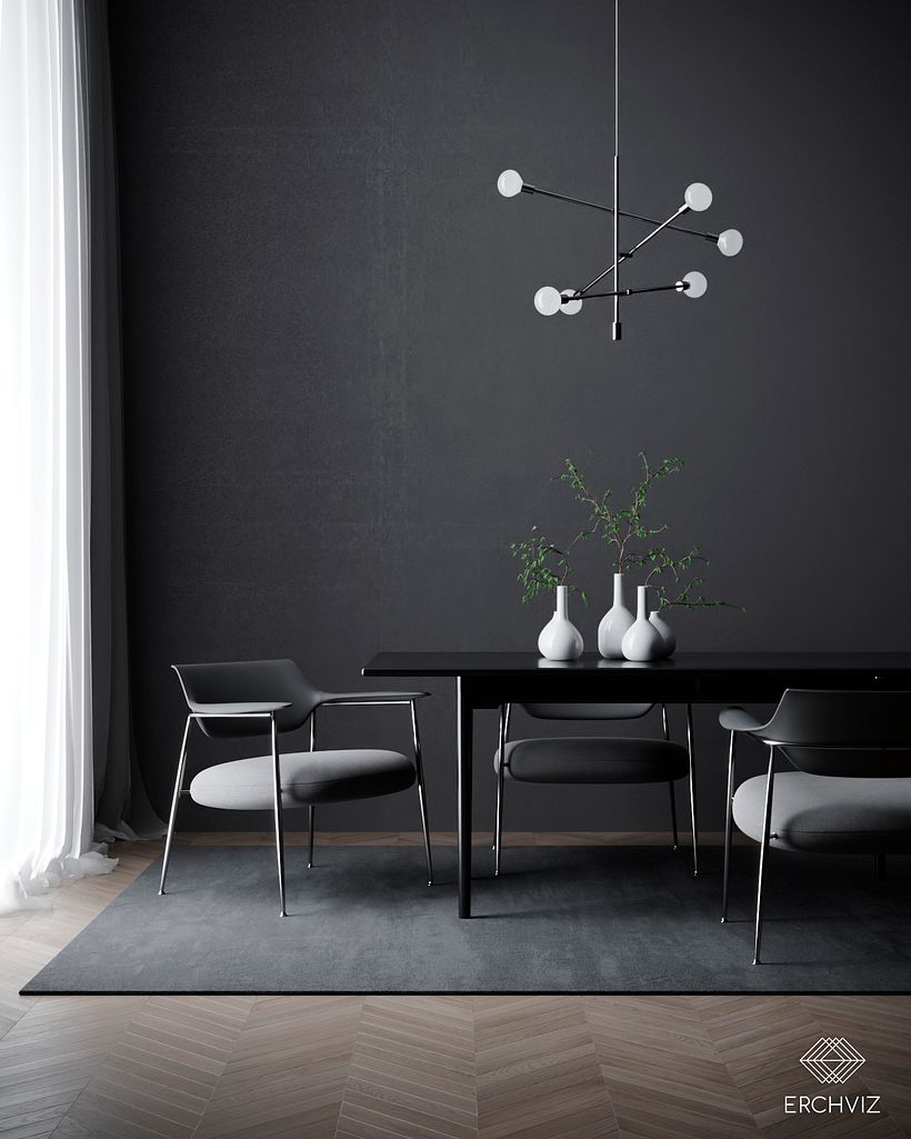 All Black Dining Room