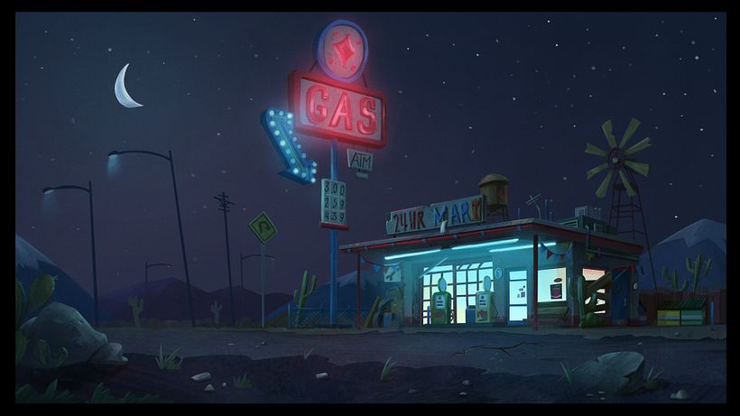 Night painting. Here I tried to paint the background to get a look similar to the original painting.